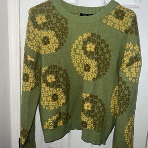 Green and Brown Floral Sweater